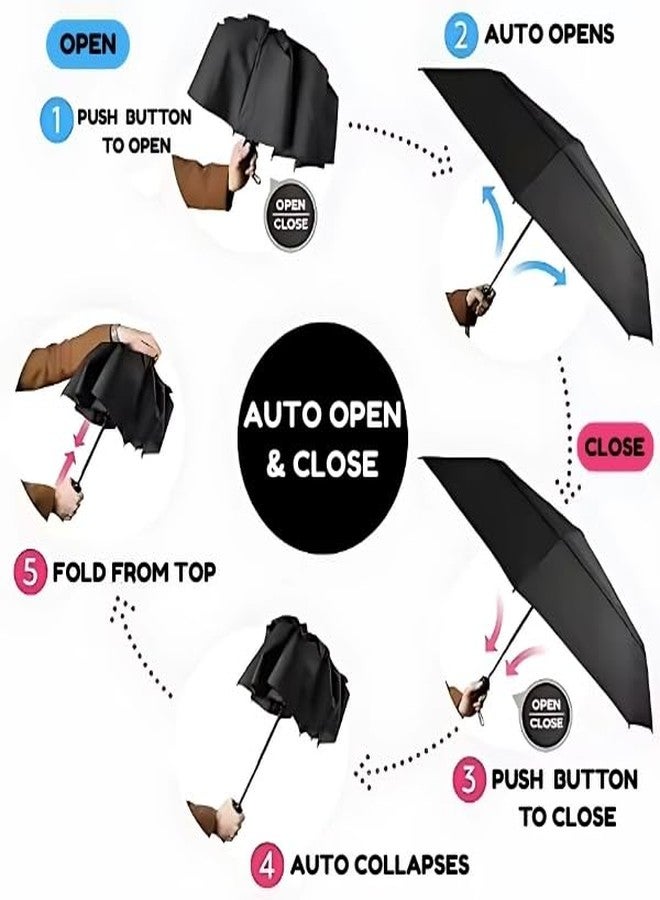 JRM Umbrella for Men and Women Big Size 3 Fold Automatic Open & Close Umbrella for Rain & Sun UV Blocking Waterproof Folding Umbrella for Men Women Kids - Windproof Large Triple Fold (GREEN) - Image 5